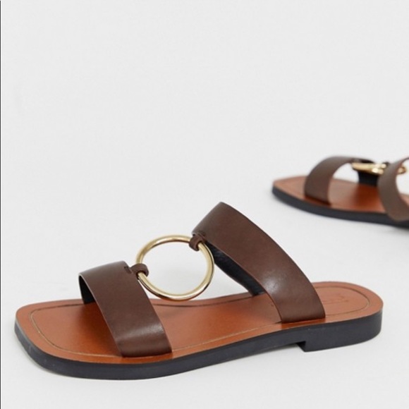 ASOS DESIGN Fresco premium leather ring detail mules - Picture 4 of 6